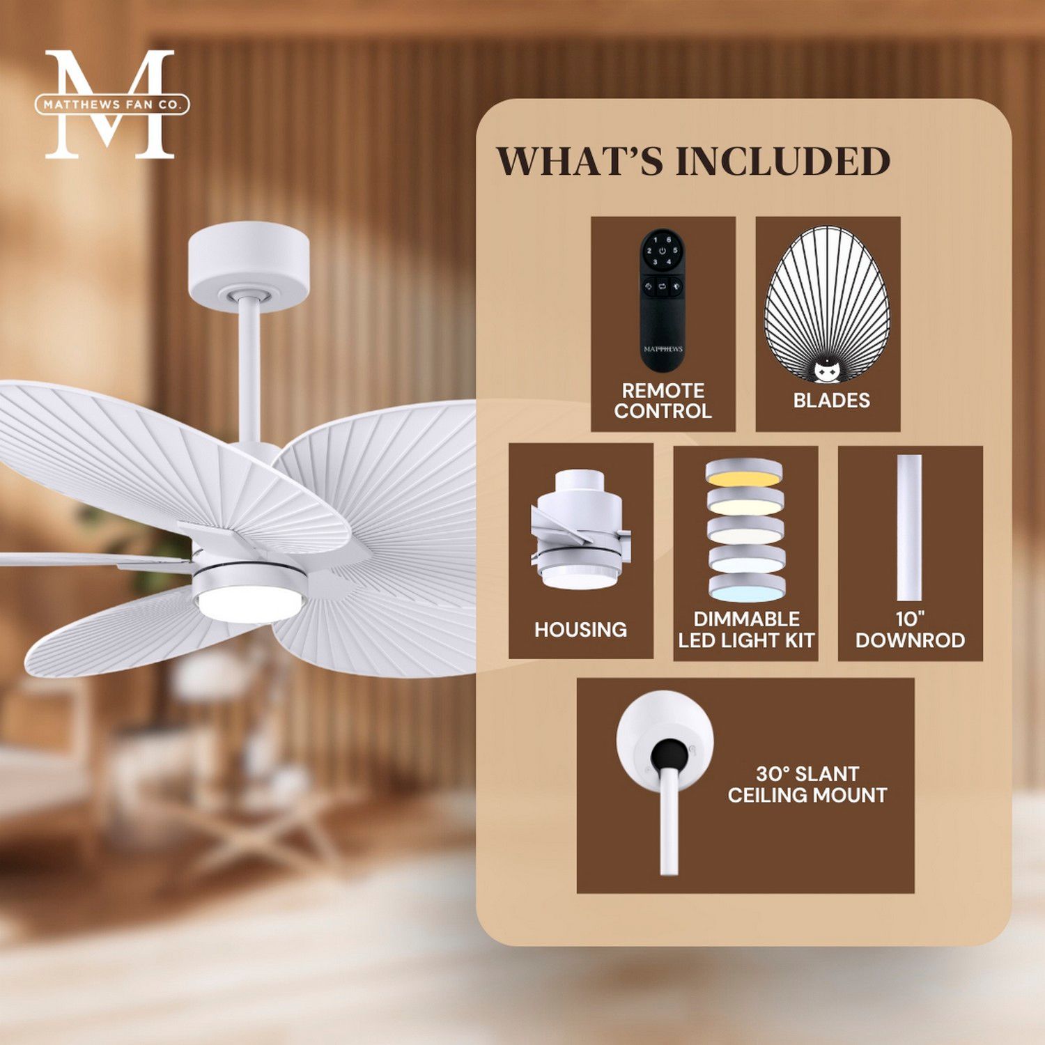 Image 6 48" Matthews Alessandra Tropical Matte White LED Ceiling Fan more views