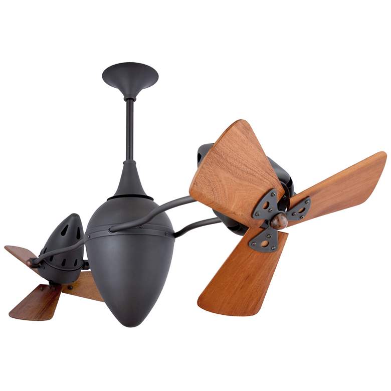 Image 1 48" Matthews Ar Ruthiane Bronzette and Mahogany Rotational Ceiling Fan
