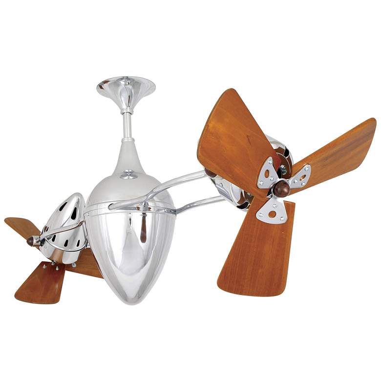 Image 1 48" Matthews Ar Ruthiane Chrome and Mahogany Rotational Ceiling Fan