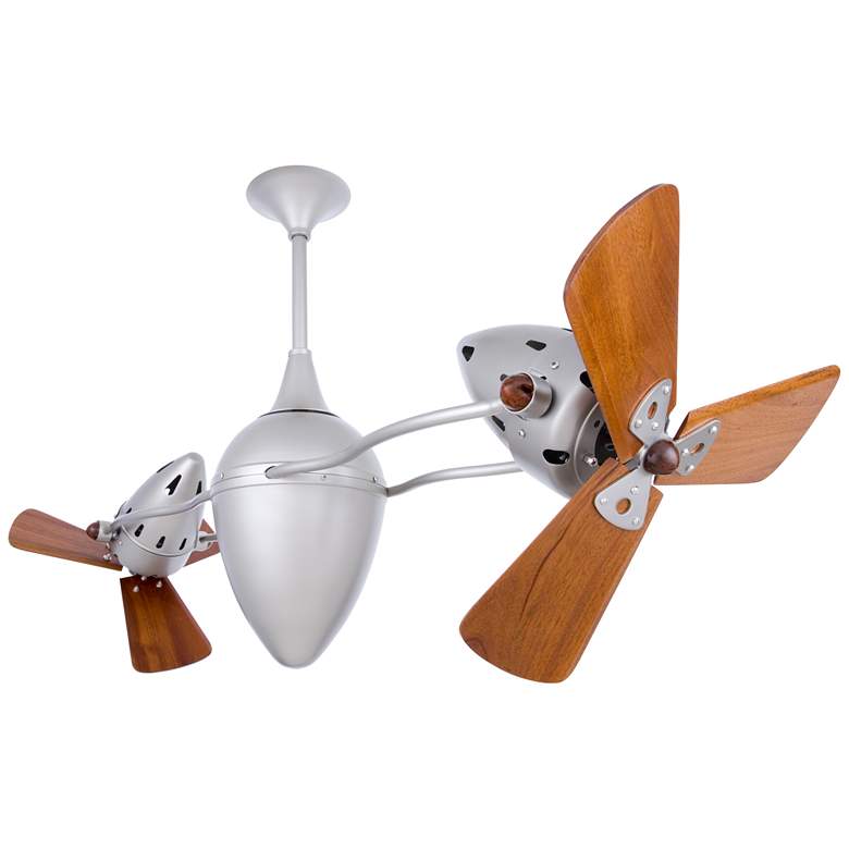 Image 1 48 inch Matthews Ar Ruthiane Nickel and Mahogany Rotational Ceiling Fan