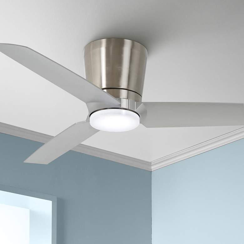 Image 1 48" Minka Aire Pure Brushed Nickel LED Hugger Fan with Wall Control