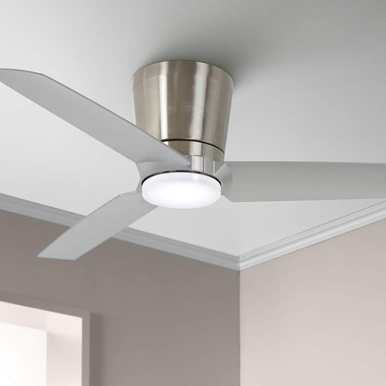 Image 1 48" Minka Aire Pure Brushed Nickel LED Hugger Fan with Wall Control