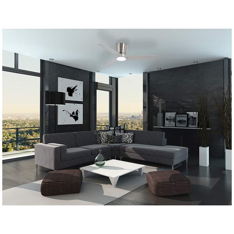 Image 5 48" Minka Aire Pure Brushed Nickel LED Hugger Fan with Wall Control more views
