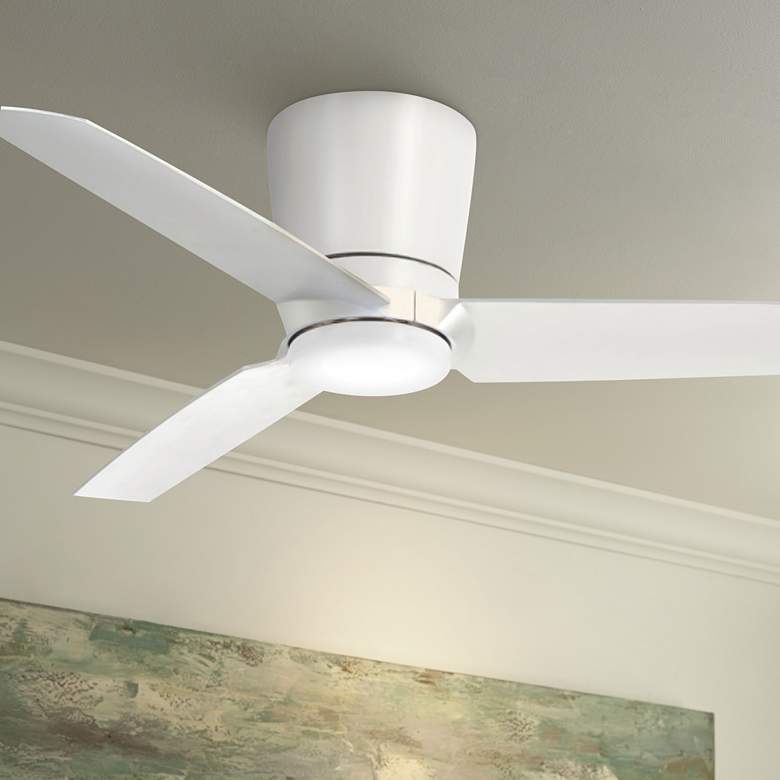 Image 1 48 inch Minka Aire Pure White LED Hugger Ceiling Fan with Wall Control