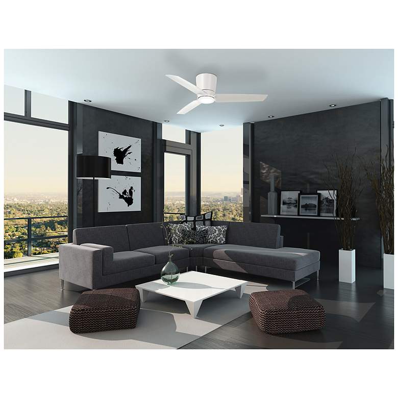 Image 5 48" Minka Aire Pure White LED Hugger Ceiling Fan with Wall Control more views