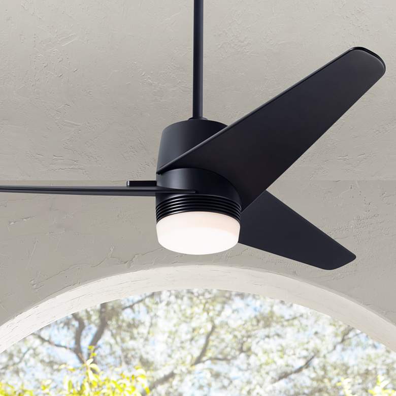 Image 1 48" Modern Fan Velo Bronze Damp Rated LED Ceiling Fan with Remote
