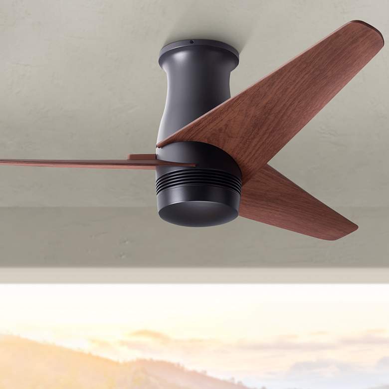 Image 1 48" Modern Fan Velo Bronze Mahogany Damp Rated Hugger Fan with Remote