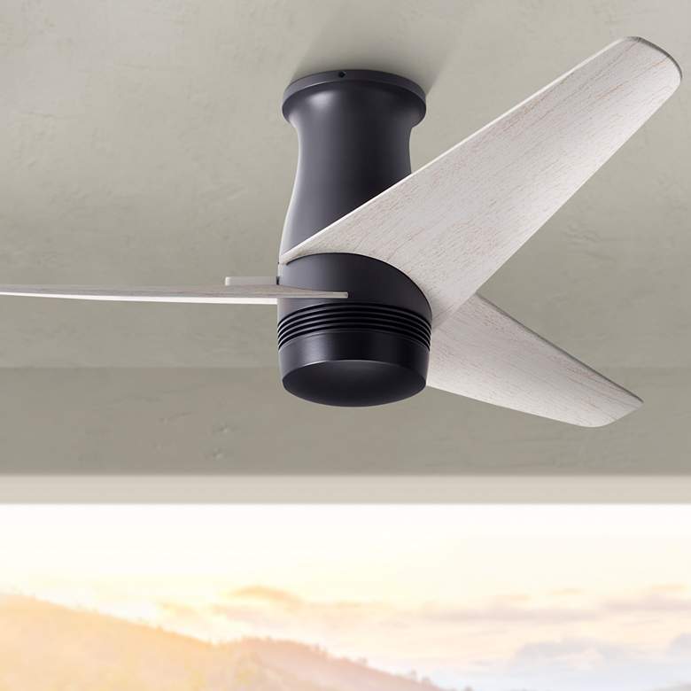 Image 1 48" Modern Fan Velo Dark Bronze Whitewash Damp Hugger Fan with Remote