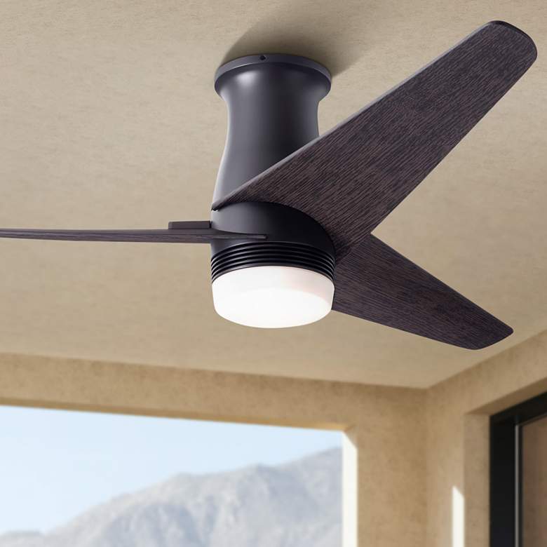 Image 1 48" Modern Fan Velo DC Bronze Ebony LED Hugger Ceiling Fan with Remote