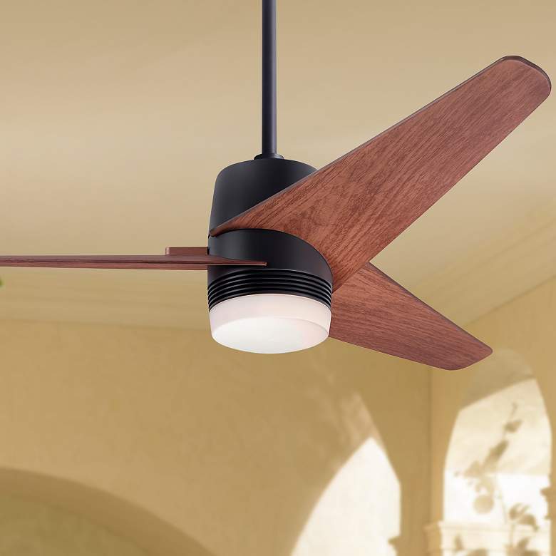 Image 1 48" Modern Fan Velo DC Bronze Mahogany LED Damp Rated Fan with Remote