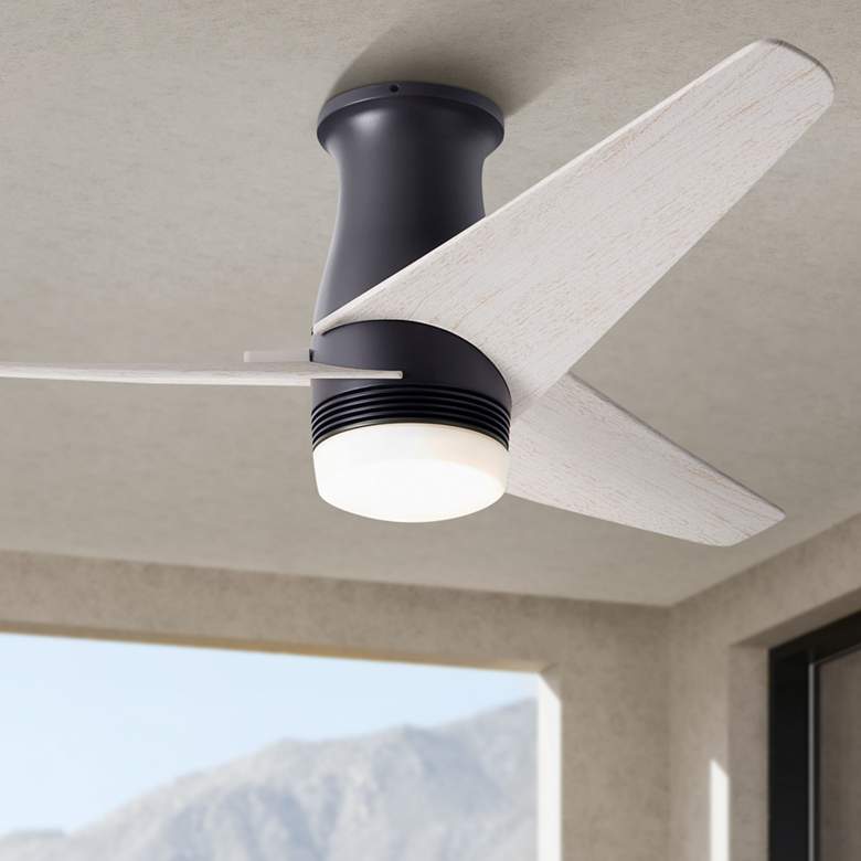 Image 1 48" Modern Fan Velo DC Bronze Whitewash LED Hugger Fan with Remote