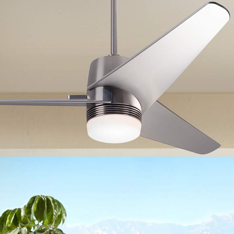 Image 1 48 inch Modern Fan Velo DC Brushed Nickel LED Ceiling Fan with Remote