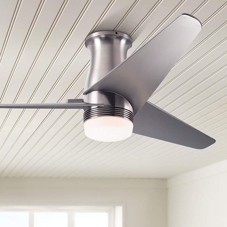 Image 1 48" Modern Fan Velo DC Brushed Nickel LED Hugger Fan with Remote