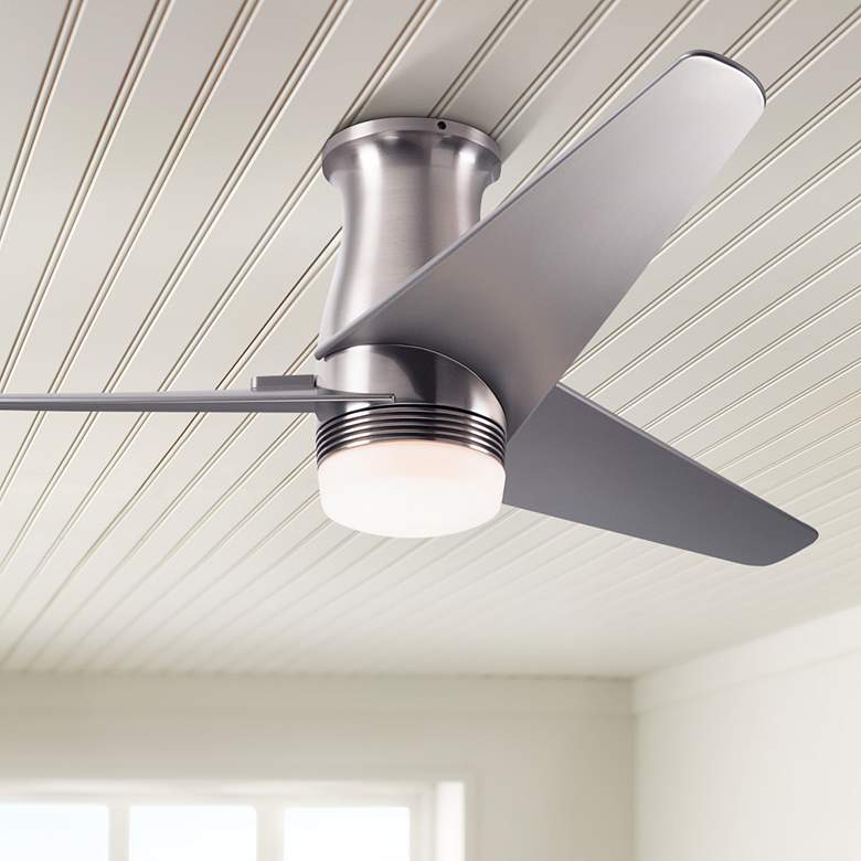 Image 1 48 inch Modern Fan Velo DC Brushed Nickel LED Hugger Fan with Remote