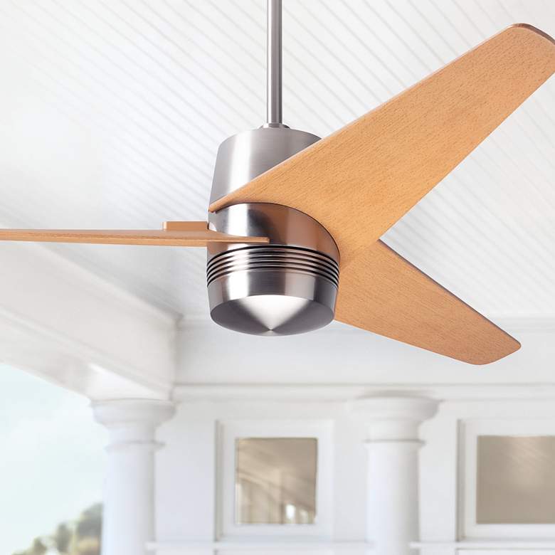 Image 1 48" Modern Fan Velo DC Brushed Nickel Maple Ceiling Fan with Remote