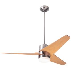 48&quot; Modern Fan Velo DC Brushed Nickel Maple LED Fan with Remote