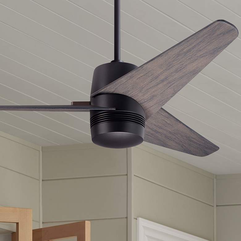 Image 1 48" Modern Fan Velo DC Dark Bronze Graywash Damp Rated Fan with Remote