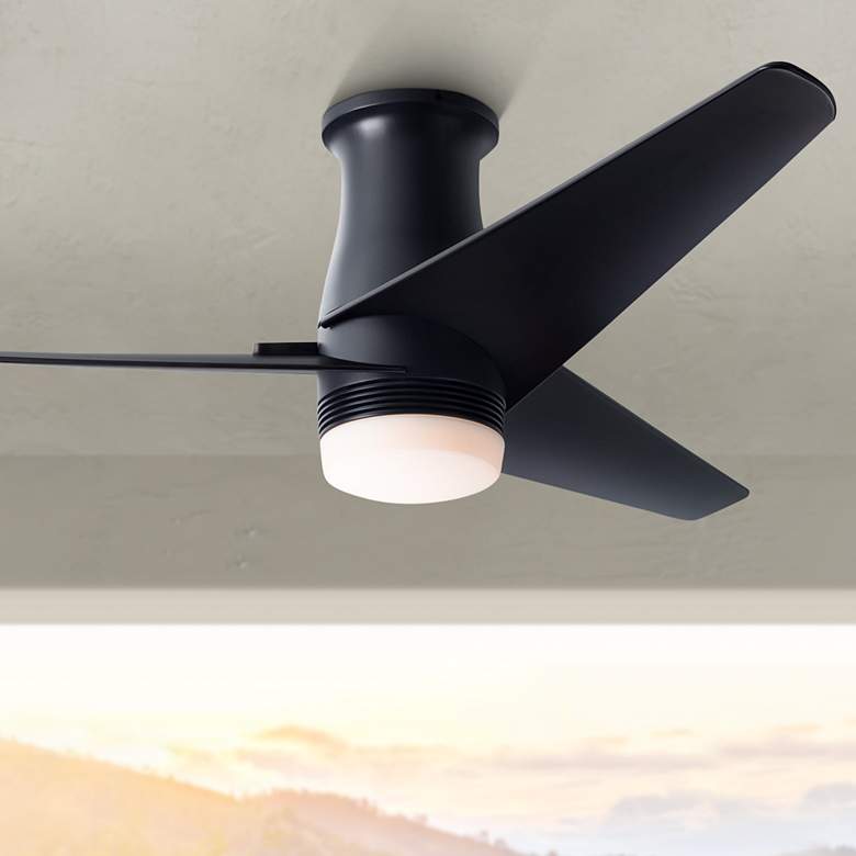 Image 1 48" Modern Fan Velo DC Dark Bronze LED Hugger Ceiling Fan with Remote
