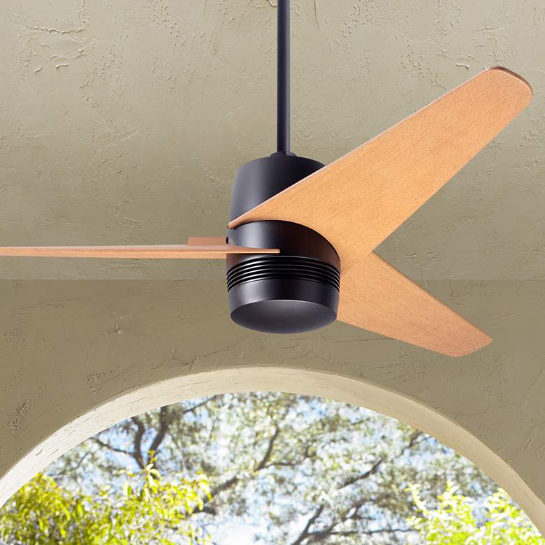 Image 1 48" Modern Fan Velo DC Dark Bronze Maple Damp Rated Fan with Remote