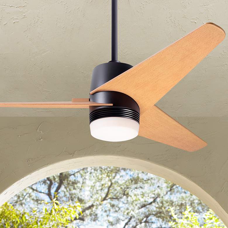 Image 1 48" Modern Fan Velo DC Dark Bronze Maple LED Ceiling Fan with Remote