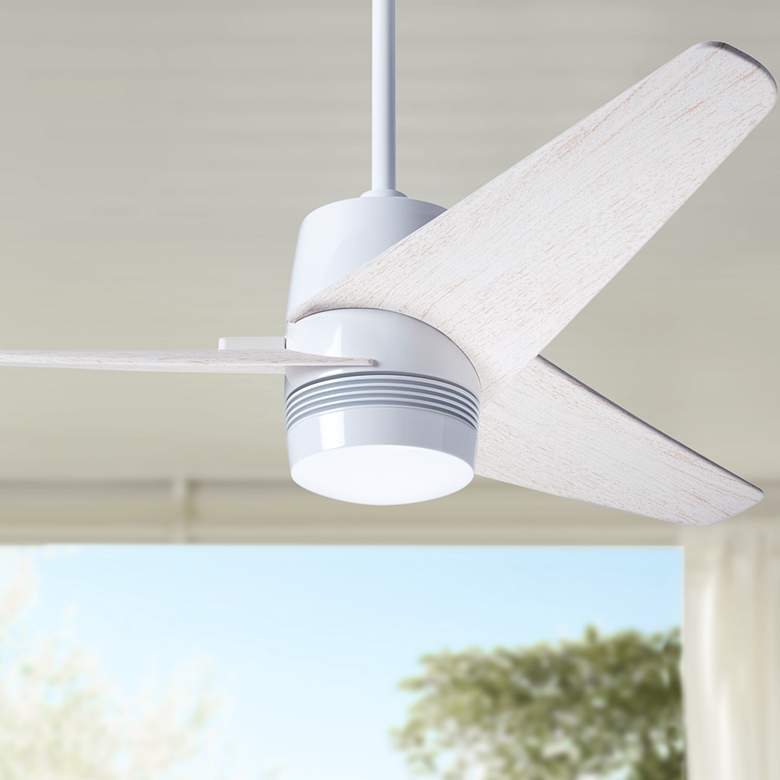 Image 1 48" Modern Fan Velo DC Gloss White and Whitewash Fan with Remote
