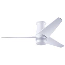48&quot; Modern Fan Velo DC Gloss White Damp Rated Hugger Fan with Remote