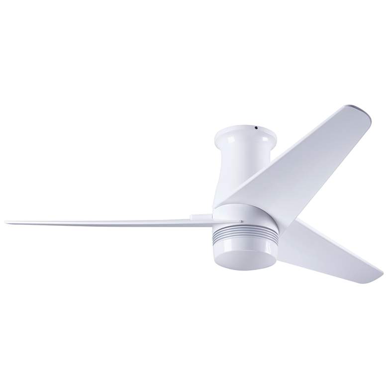 Image 2 48 inch Modern Fan Velo DC Gloss White Damp Rated Hugger Fan with Remote
