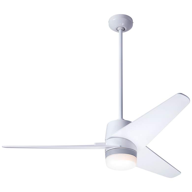Image 2 48" Modern Fan Velo DC Gloss White Damp Rated LED Fan with Remote