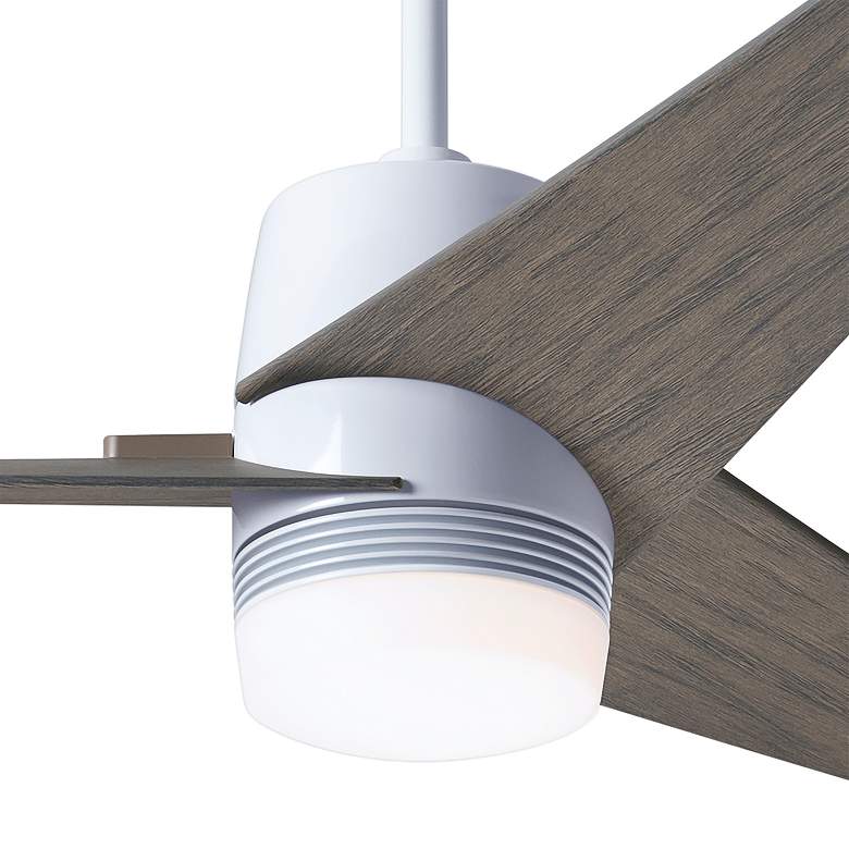 Image 3 48" Modern Fan Velo DC Gloss White Graywash Damp LED Fan with Remote more views