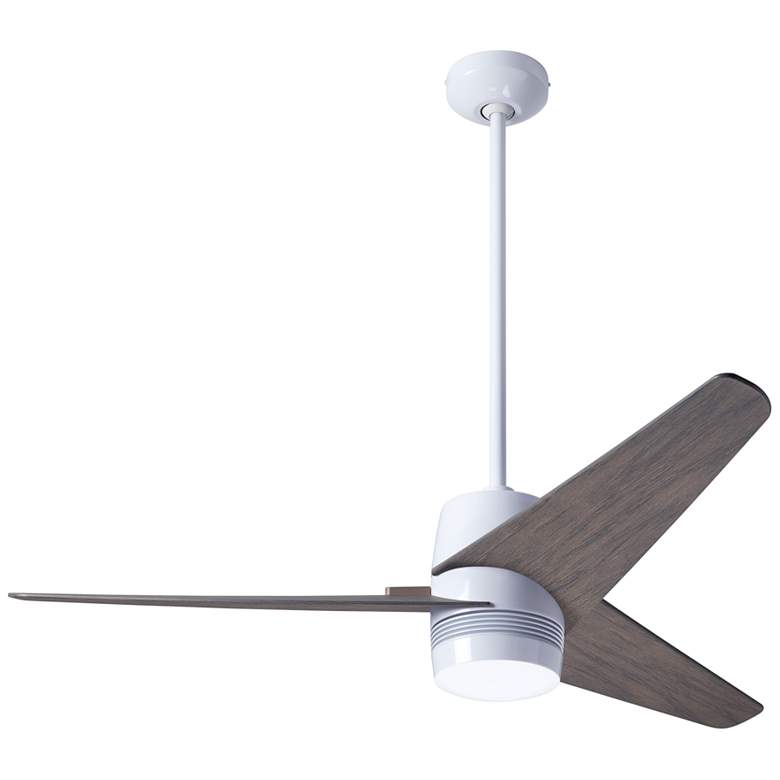 Image 2 48" Modern Fan Velo DC Gloss White Graywash Damp Rated Fan with Remote