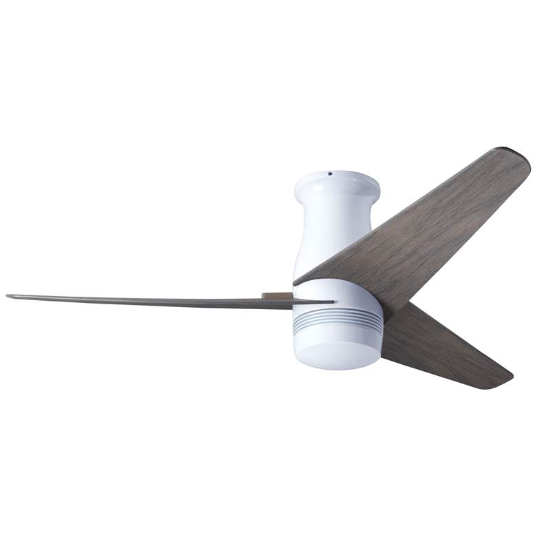 Image 1 48 inch Modern Fan Velo DC Gloss White Graywash Hugger Fan with Remote