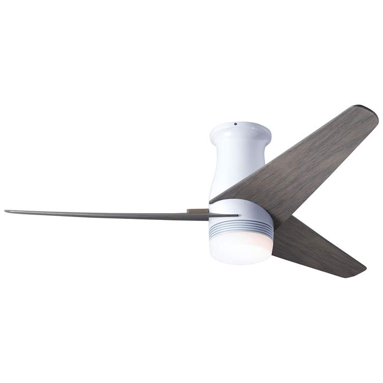 Image 2 48 inch Modern Fan Velo DC Gloss White Graywash LED Hugger Fan with Remote