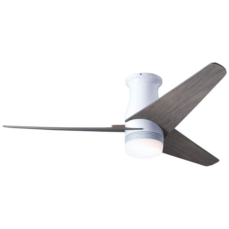 Image 2 48" Modern Fan Velo DC Gloss White Graywash LED Hugger Fan with Remote