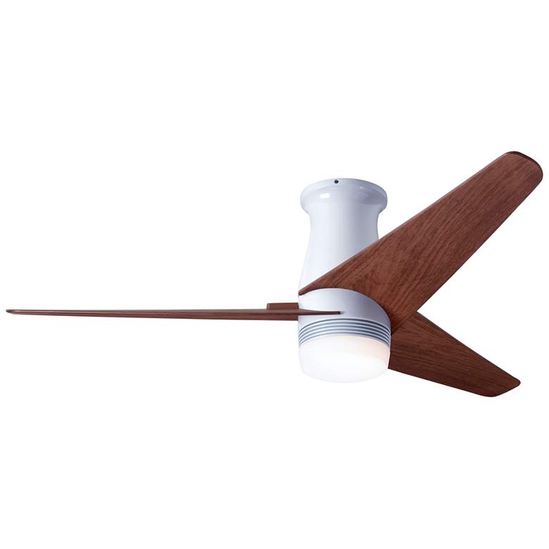 Image 2 48 inch Modern Fan Velo DC Gloss White Mahogany LED Hugger Fan with Remote