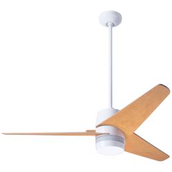 48&quot; Modern Fan Velo DC Gloss White Maple Damp Rated Fan with Remote