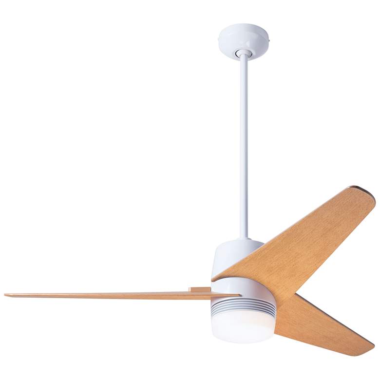 Image 2 48" Modern Fan Velo DC Gloss White Maple LED Ceiling Fan with Remote