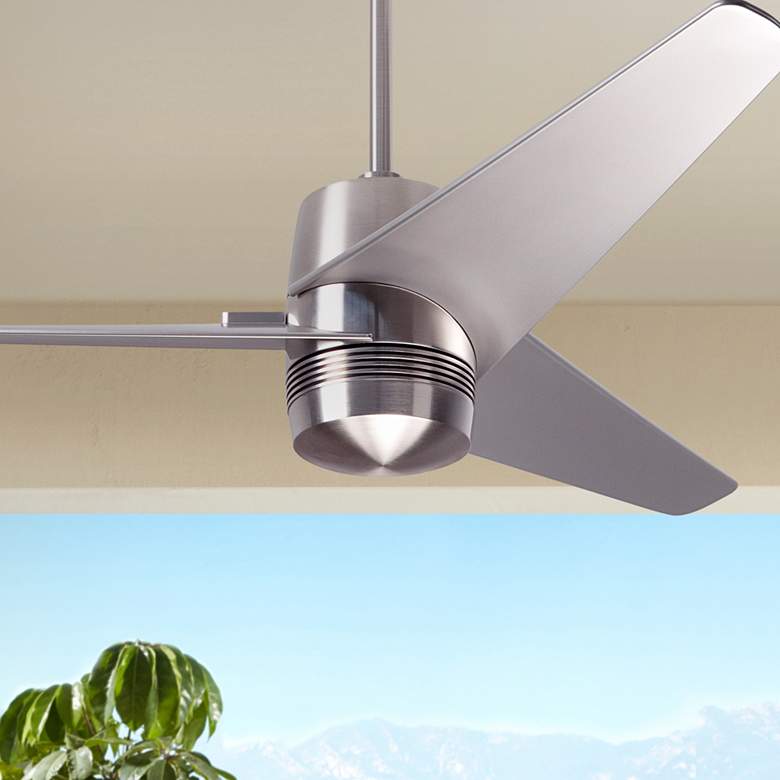 Image 1 48 inch Modern Fan Velo DC Nickel Damp Rated Ceiling Fan with Remote