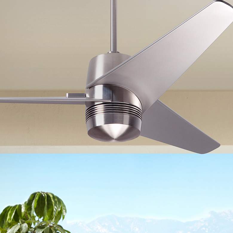 Image 1 48" Modern Fan Velo DC Nickel Damp Rated Ceiling Fan with Remote