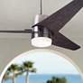 48" Modern Fan Velo DC Nickel Ebony LED Damp Ceiling Fan with Remote