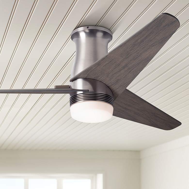 Image 1 48" Modern Fan Velo DC Nickel/Graywash LED Hugger Fan with Remote