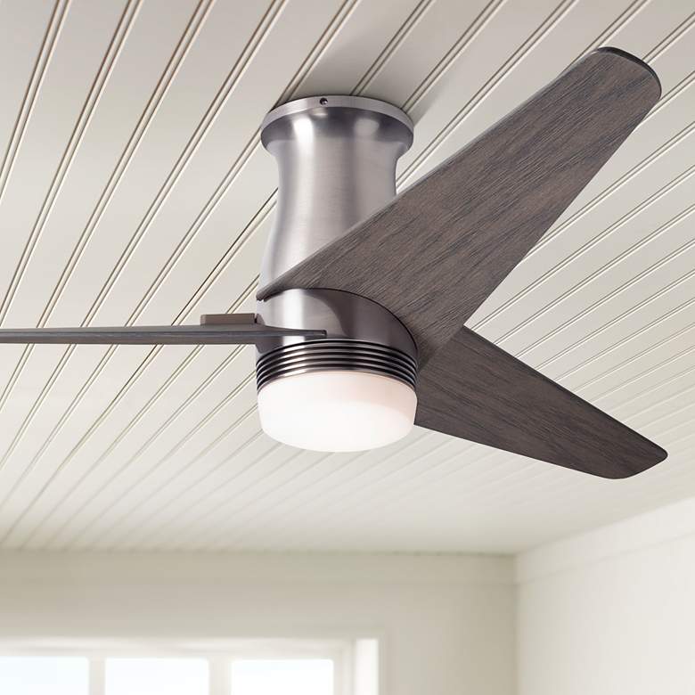 Image 1 48 inch Modern Fan Velo DC Nickel/Graywash LED Hugger Fan with Remote