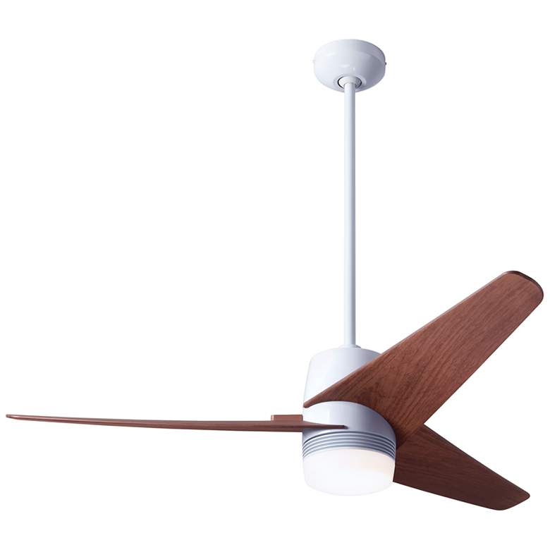 Image 2 48 inch Modern Fan Velo DC White Mahogany LED Damp Rated Fan with Remote
