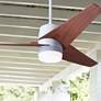48" Modern Fan Velo DC White Mahogany LED Damp Rated Fan with Remote