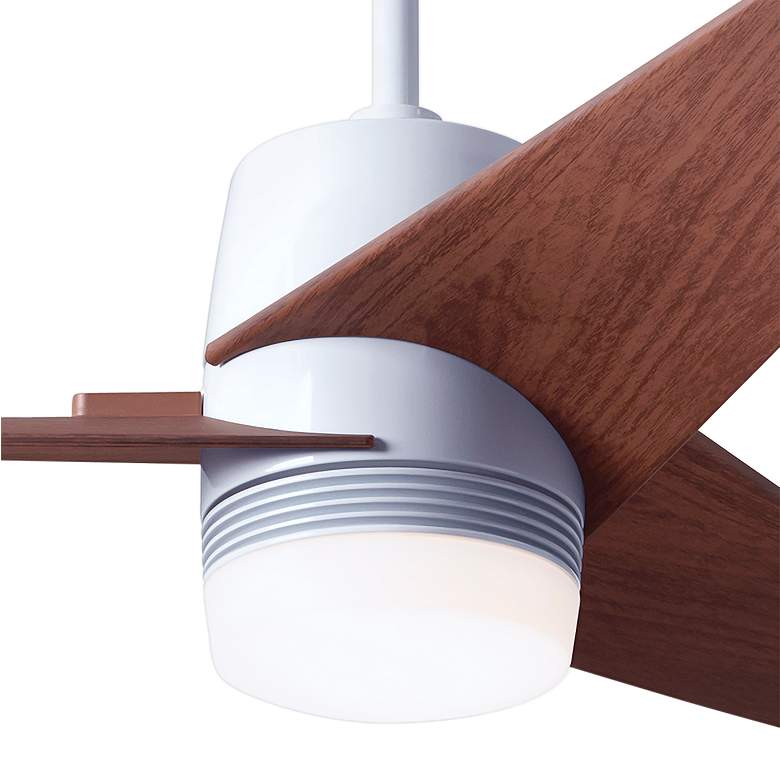 Image 3 48" Modern Fan Velo DC White Mahogany LED Damp Rated Fan with Remote more views
