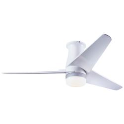 48&quot; Modern Fan Velo Gloss White LED Damp Rated Hugger Fan with Remote
