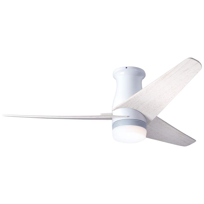 Image 2 48 inch Modern Fan Velo Gloss White LED Damp Rated Hugger Fan with Remote