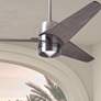 48" Modern Fan Velo Nickel and Gray Damp Rated Ceiling Fan with Remote