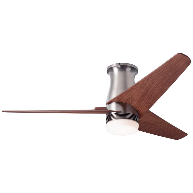 Image 2 48" Modern Fan Velo Nickel and Maple Damp LED Hugger Fan with Remote
