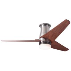 48&quot; Modern Fan Velo Nickel and Maple Damp LED Hugger Fan with Remote