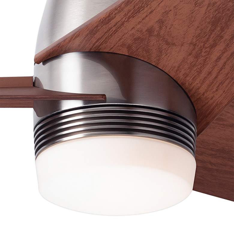 Image 3 48" Modern Fan Velo Nickel and Maple Damp LED Hugger Fan with Remote more views